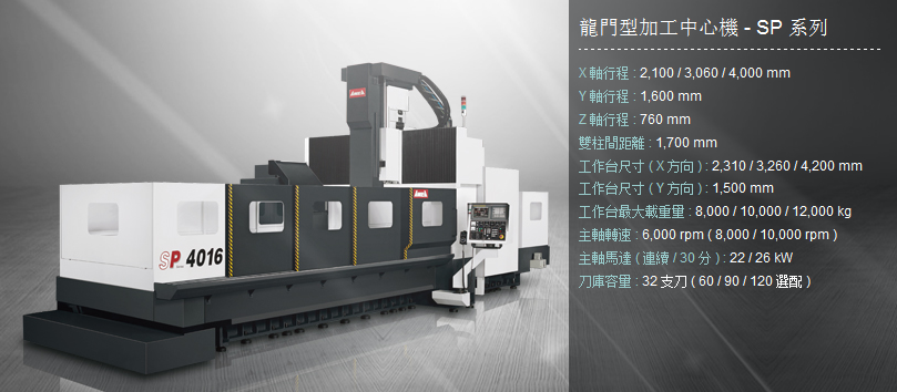 臺灣亞崴SP系列龍門加工中心
